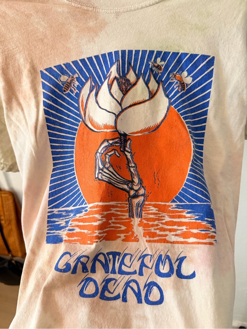 Grateful Dead Graphic Tie-Dye Lotus & Sun Tee - Blue & Orange Print Size S/M - Picture 2 of 4
